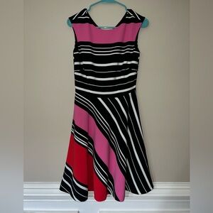 Tahari by ASL Crepe Multi-Stripe A-Line Dress - NWT - Size 2